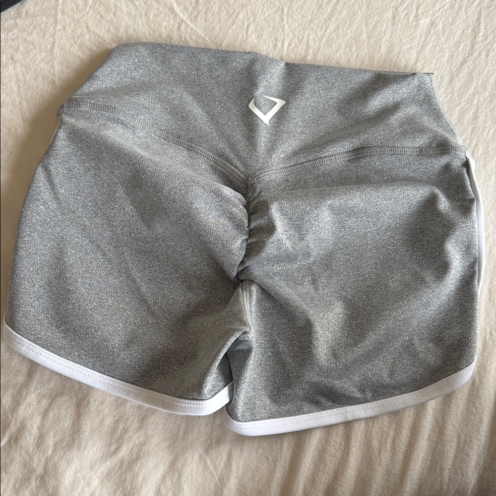 Women's Gray Athletic Shorts with White Trim - Picture 3 of 3